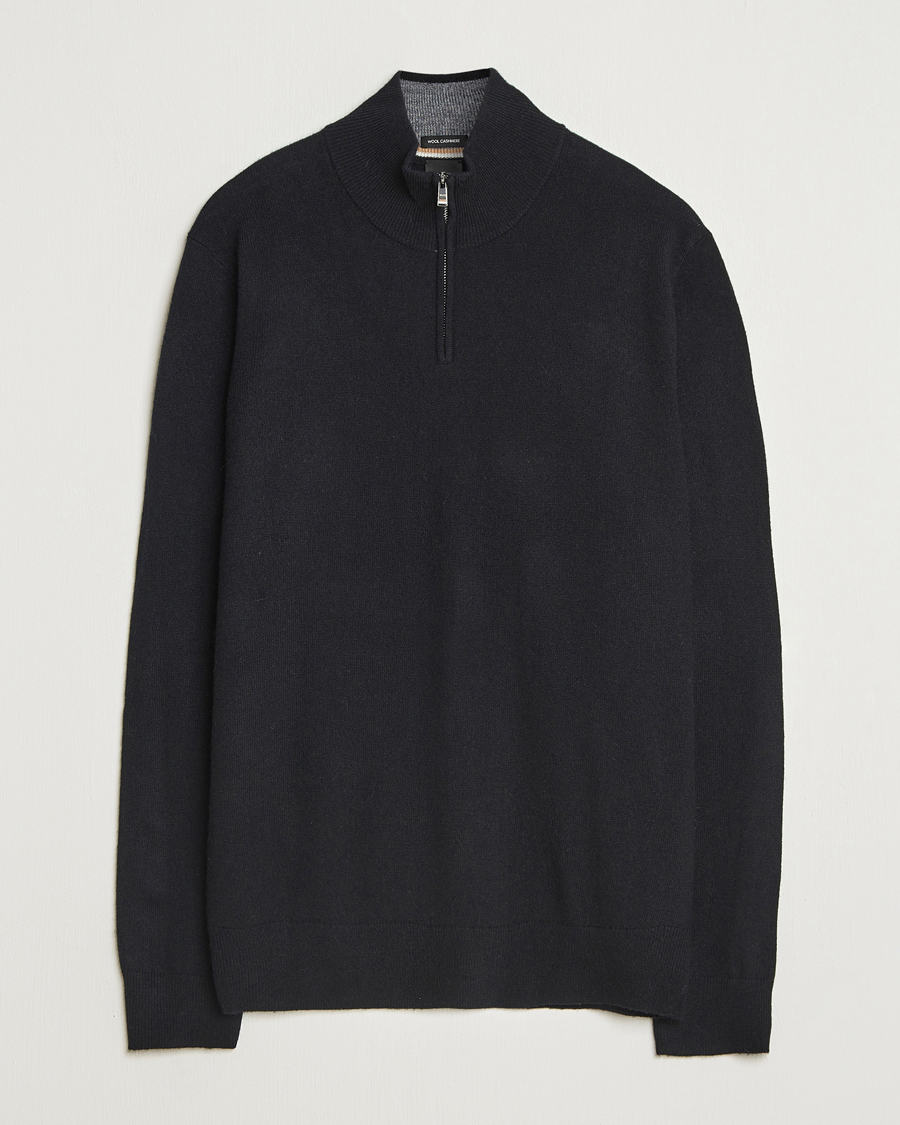 Mies | Puserot | BOSS BLACK | Hemarlo Wool/Cashmere Half Zip Black