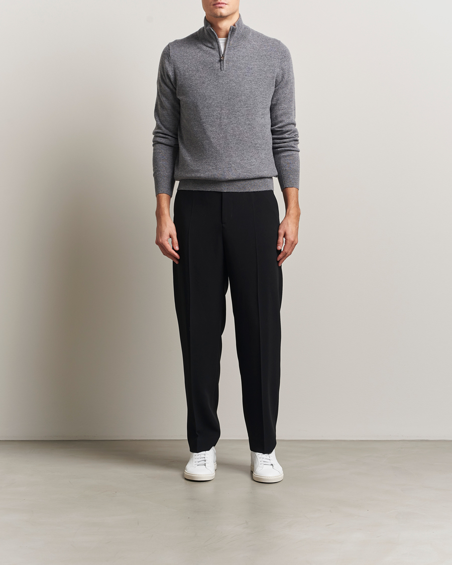 Mies | Puserot | BOSS BLACK | Hemarlo Wool/Cashmere Half Zip Medium Grey