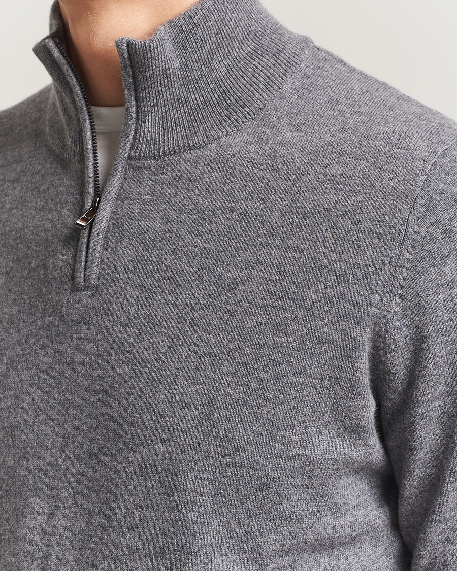 Mies | Puserot | BOSS BLACK | Hemarlo Wool/Cashmere Half Zip Medium Grey