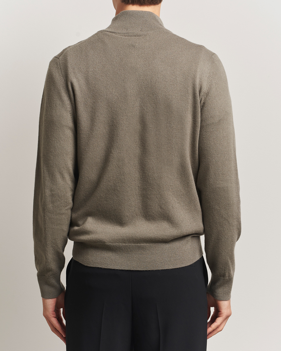 Mies | Puserot | BOSS BLACK | Hemarlo Wool/Cashmere Half Zip Open Brown