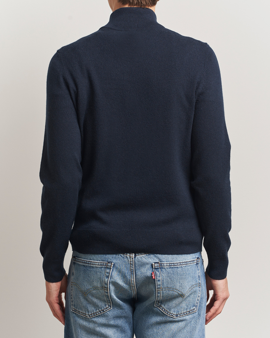 Mies | Puserot | BOSS BLACK | Hemarlo Wool/Cashmere Half Zip Dark Blue
