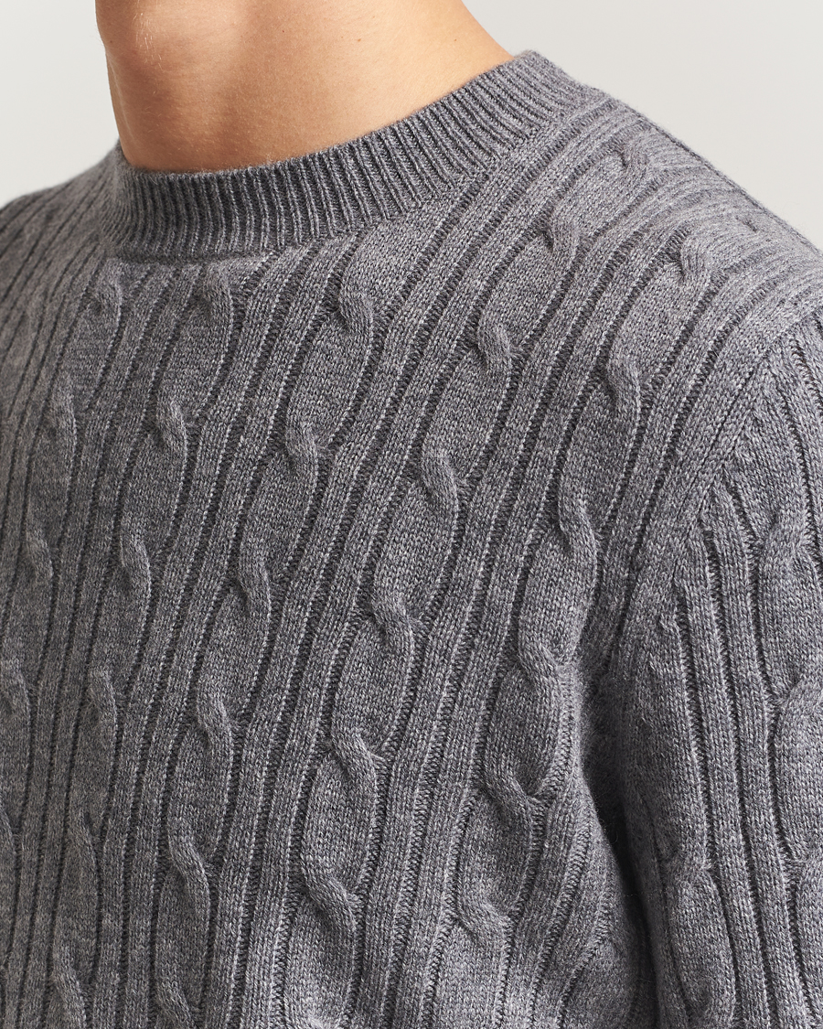 Mies | Puserot | BOSS BLACK | Hetico Wool/Cashmere Cable Sweater Medium Grey