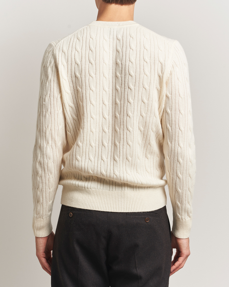 Mies | Puserot | BOSS BLACK | Hetico Wool/Cashmere Cable Sweater Open White
