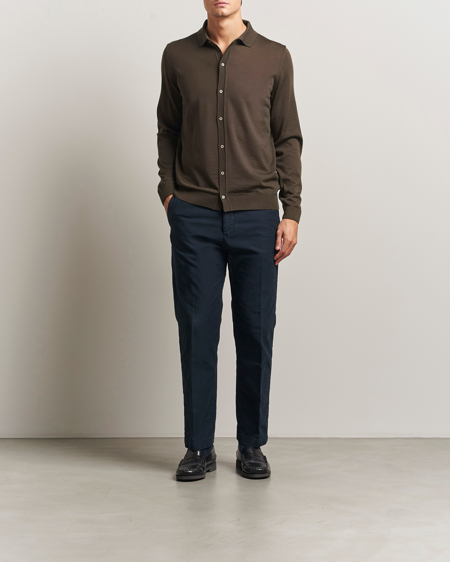 Mies | Puserot | BOSS BLACK | Helbert Wool Cardigan Open Green