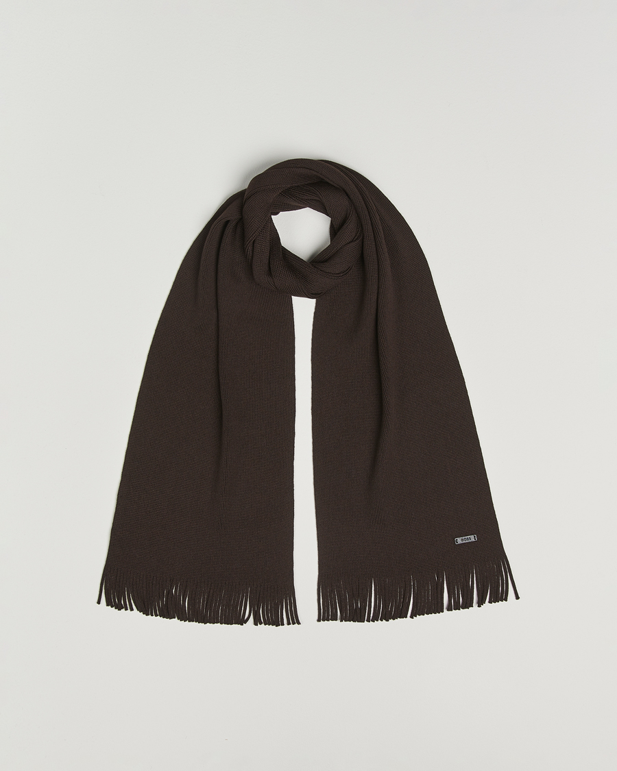 Mies | Kaulaliinat | BOSS BLACK | Albas Wool Scarf Dark Brown