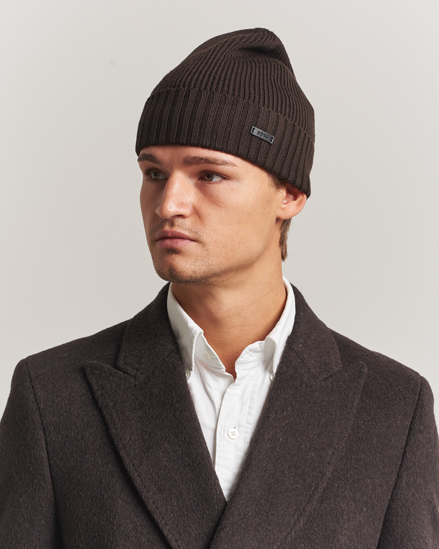 Mies | Pipot | BOSS BLACK | Fati Wool Beanie Dark Brown