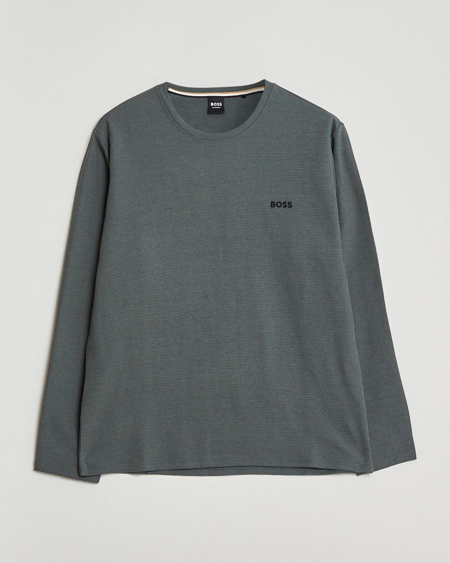 Mies | Yöpuvut ja kylpytakit | BOSS BLACK | Waffle Long Sleeve Pyjama T-Shirt Open Green