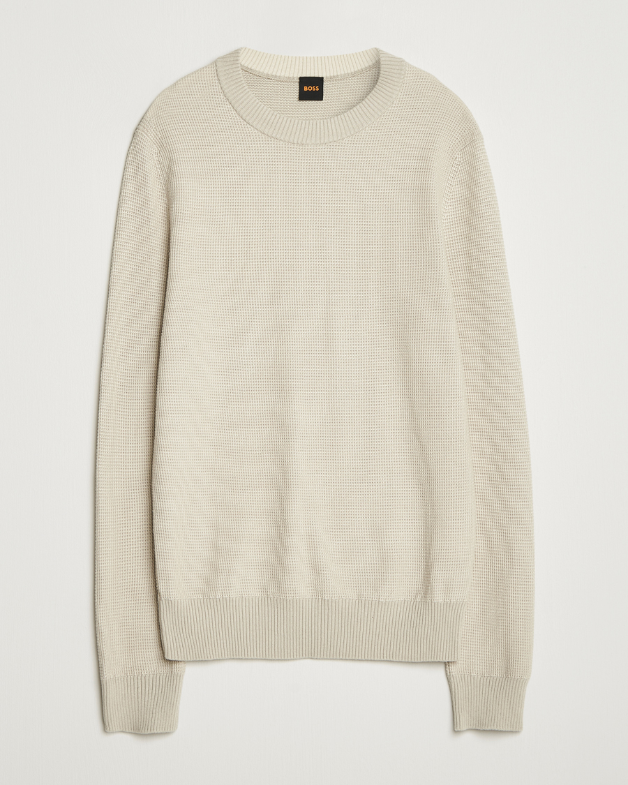 Mies | Puserot | BOSS ORANGE | Klapok Knitted Crew Neck Sweater Light Beige