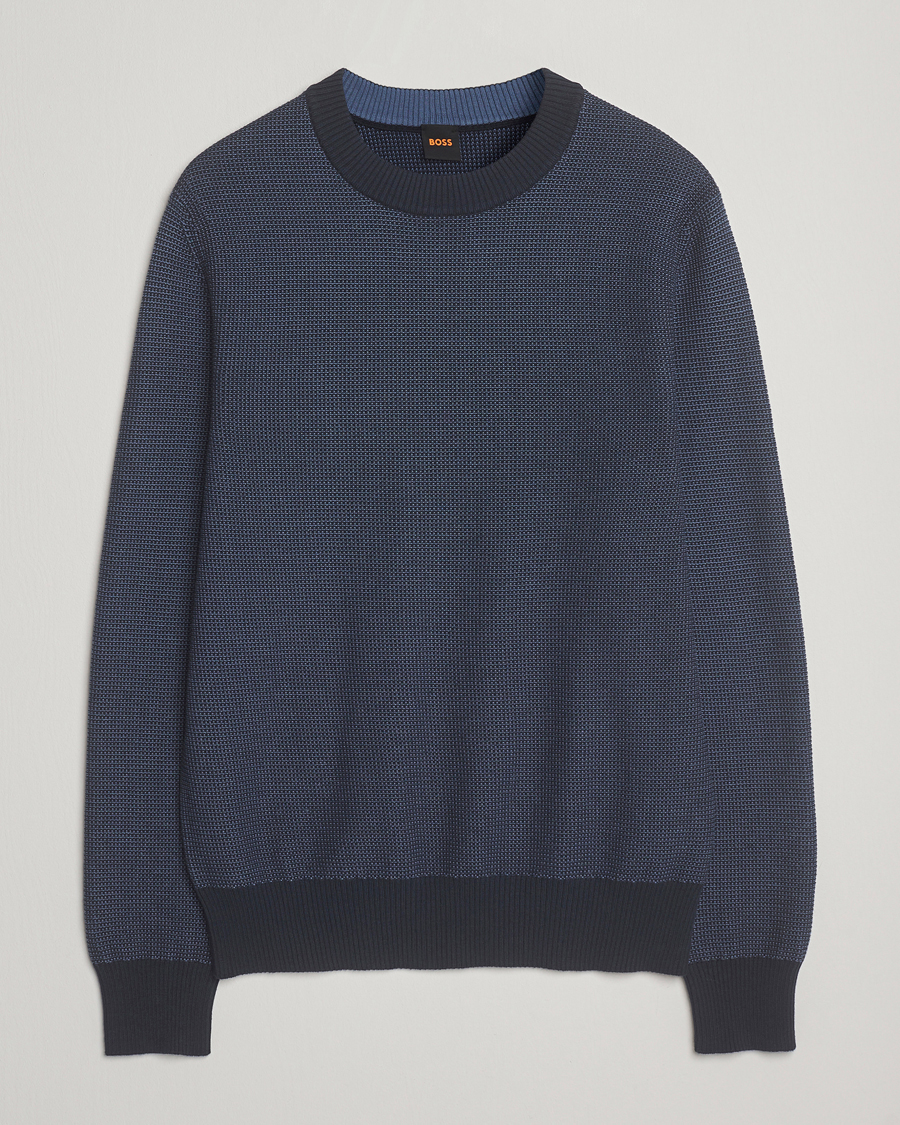 Mies | Puserot | BOSS ORANGE | Klapok Knitted Crew Neck Sweater Dark Blue