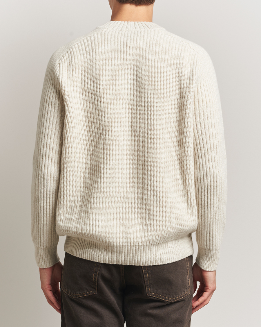 Mies | Puserot | BOSS ORANGE | Karinet Ribbed Wool Knitted V-Neck Light Beige
