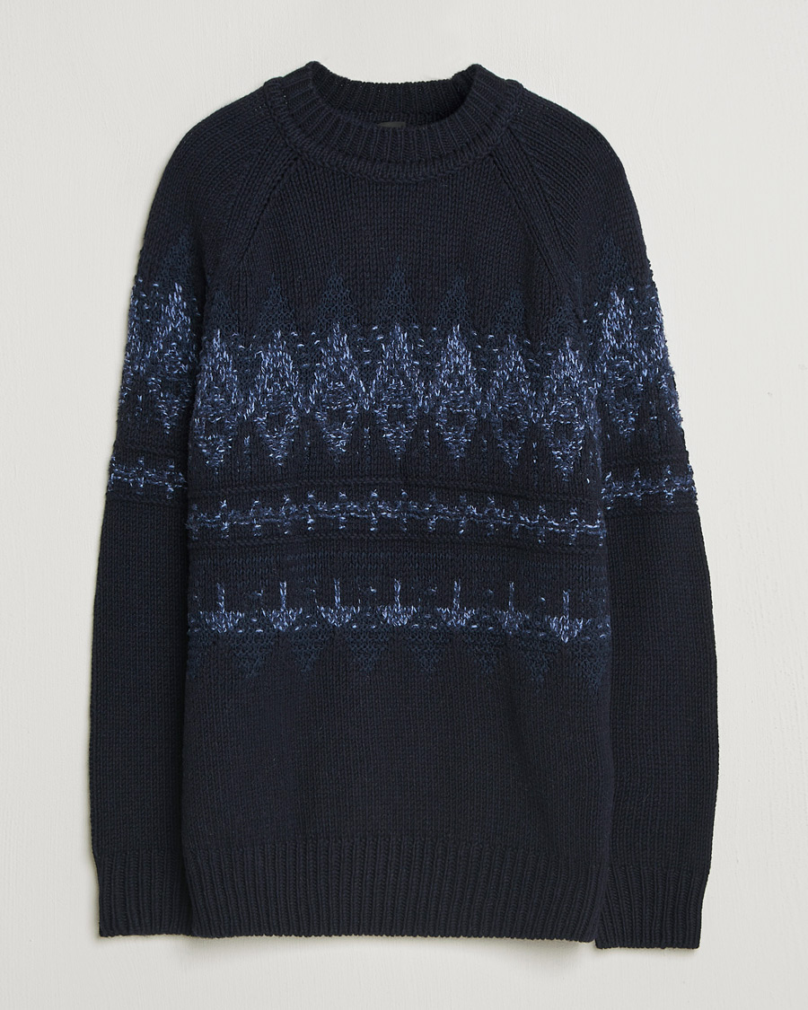 Mies | Puserot | BOSS ORANGE | Karombo Wool Fairisle Sweater Dark Blue