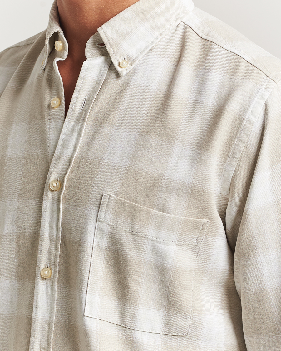 Mies | Kauluspaidat | BOSS ORANGE | Rickert Brushed Cotton Checked Shirt Light Beige