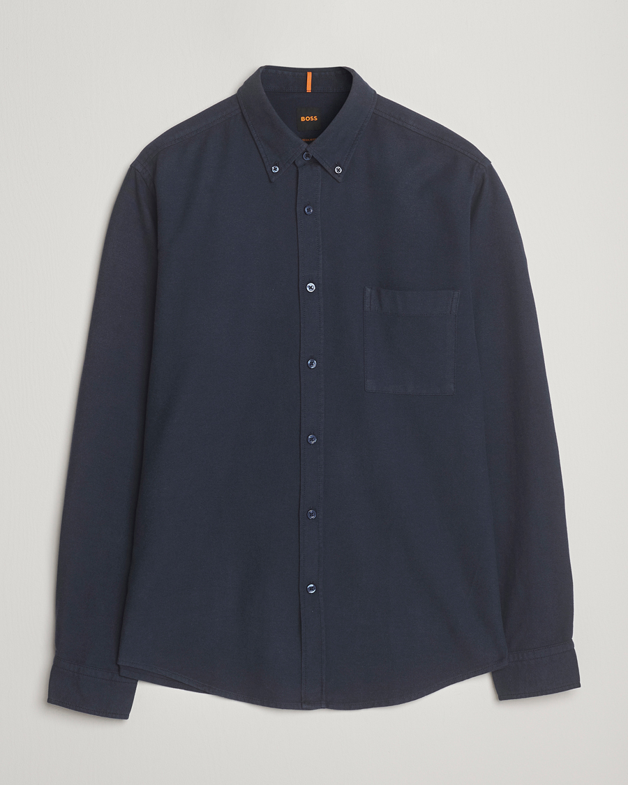 Mies | Kauluspaidat | BOSS ORANGE | Rickert Brushed Cotton Shirt Dark Blue