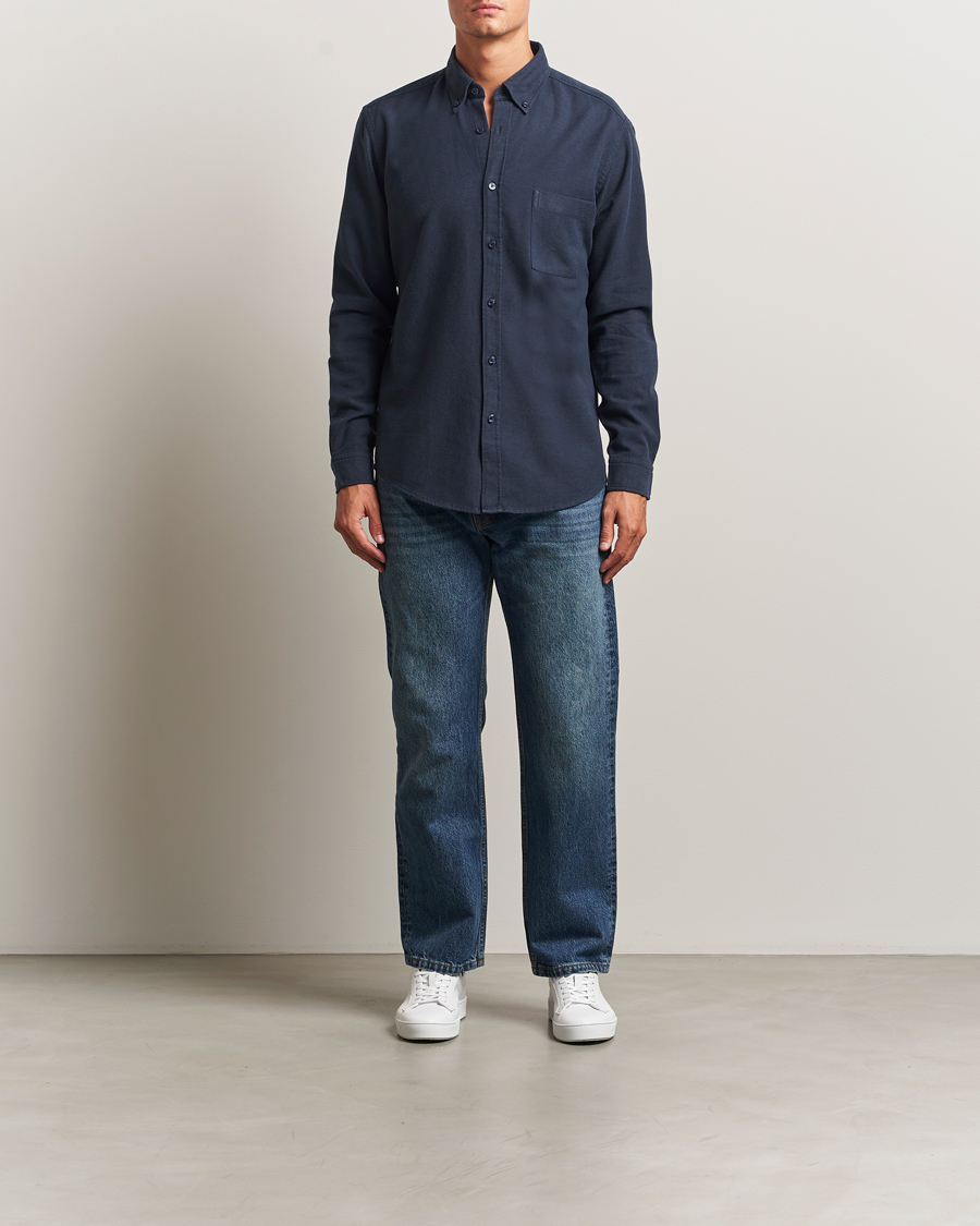 Mies | Kauluspaidat | BOSS ORANGE | Rickert Brushed Cotton Shirt Dark Blue