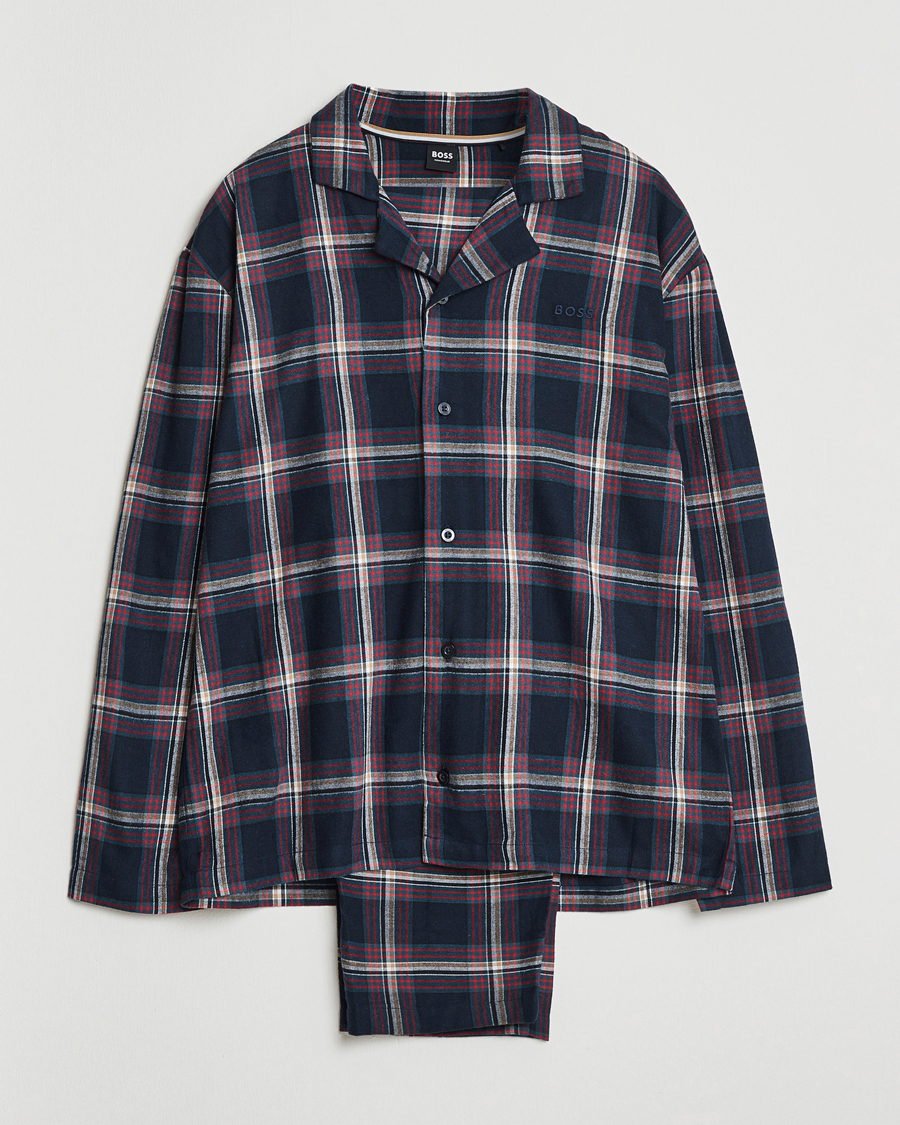 Mies | Yöpuvut ja kylpytakit | BOSS BLACK | Flannel Long Sleeve Pyjama Set Open Blue