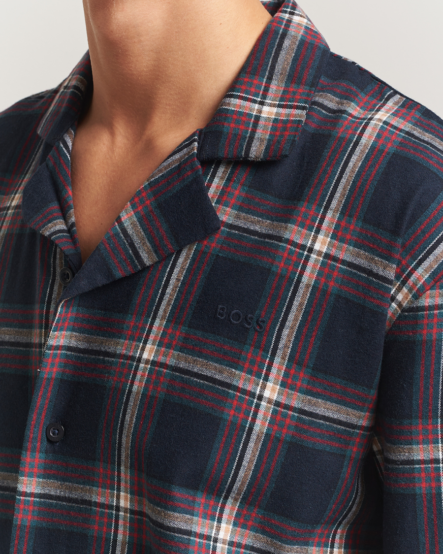 Mies | Yöpuvut ja kylpytakit | BOSS BLACK | Flannel Long Sleeve Pyjama Set Open Blue