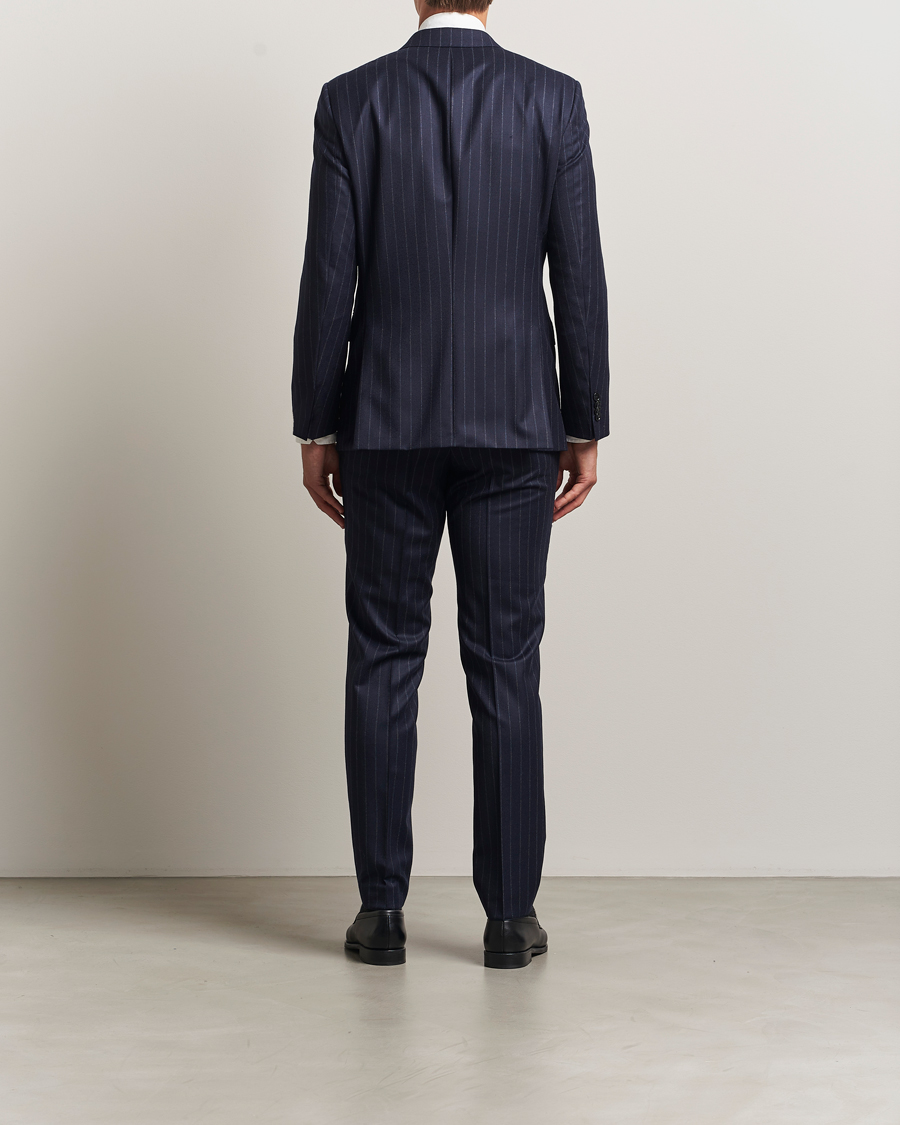 Mies | Puvut | BOSS BLACK | Huge Wool Double Breasted Pinstriped Suit Dark Blue