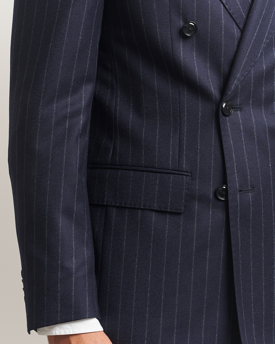 Mies | Puvut | BOSS BLACK | Huge Wool Double Breasted Pinstriped Suit Dark Blue