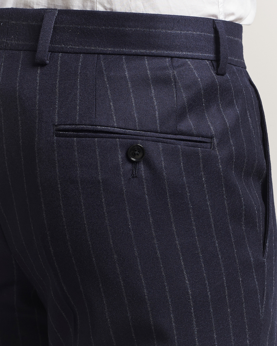 Mies | Puvut | BOSS BLACK | Huge Wool Double Breasted Pinstriped Suit Dark Blue