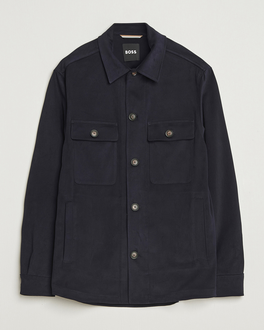 Mies | Kauluspaidat | BOSS BLACK | Carper Cotton Overshirt Dark Blue