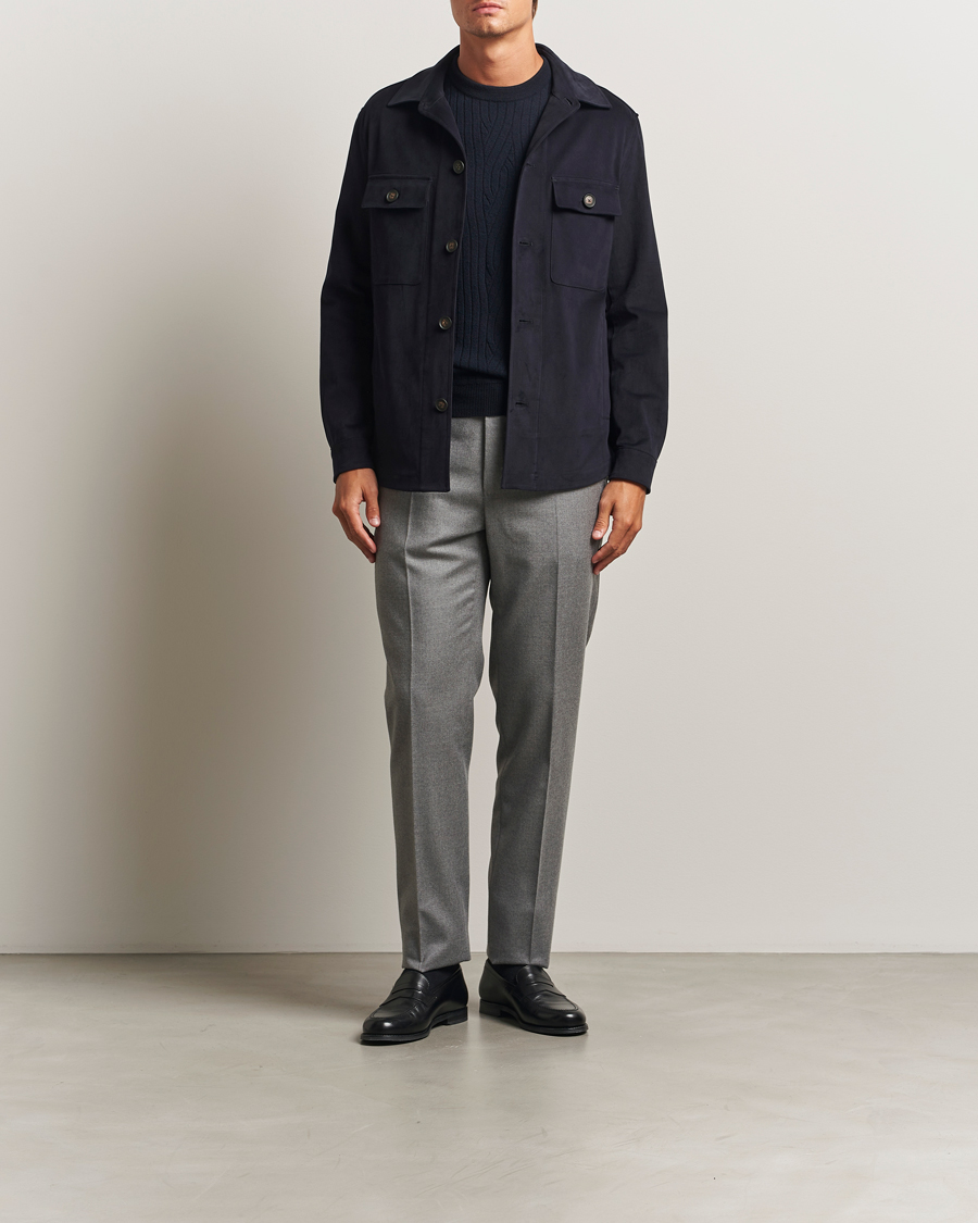 Mies | Kauluspaidat | BOSS BLACK | Carper Cotton Overshirt Dark Blue