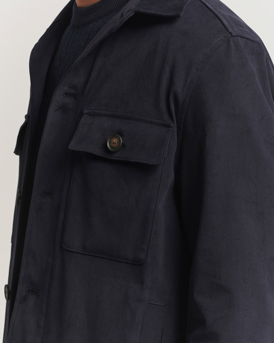 Mies | Kauluspaidat | BOSS BLACK | Carper Cotton Overshirt Dark Blue