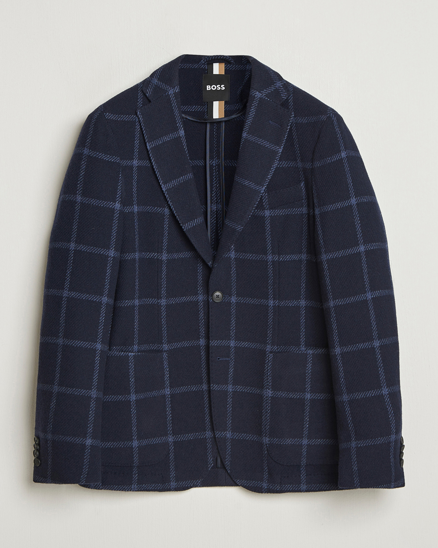 Mies | Pikkutakit | BOSS BLACK | Hanry Wool Checked Blazer Dark Blue