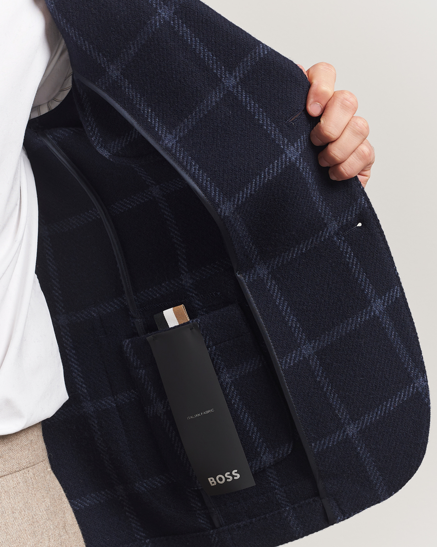 Mies | Pikkutakit | BOSS BLACK | Hanry Wool Checked Blazer Dark Blue
