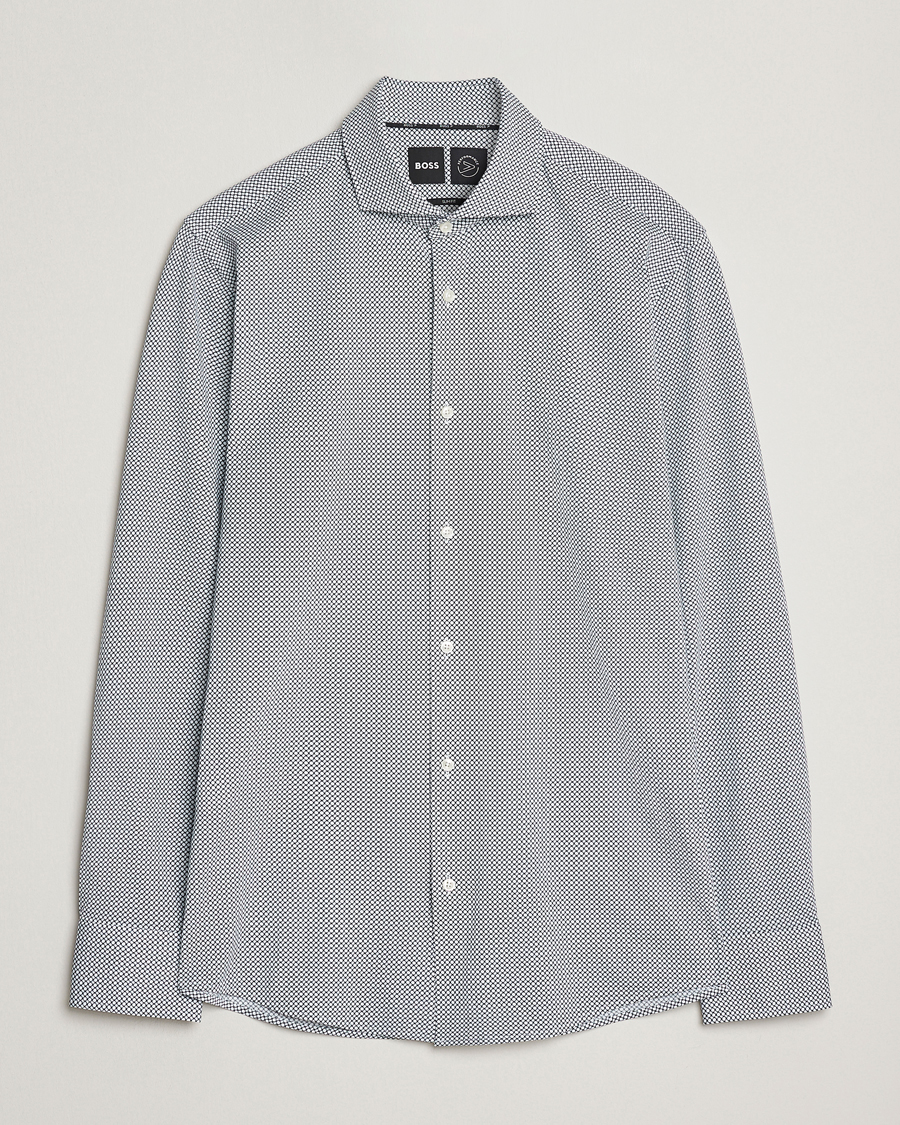 Mies | Kauluspaidat | BOSS BLACK | Hank 4-Way Printed Stretch Shirt Dark Blue