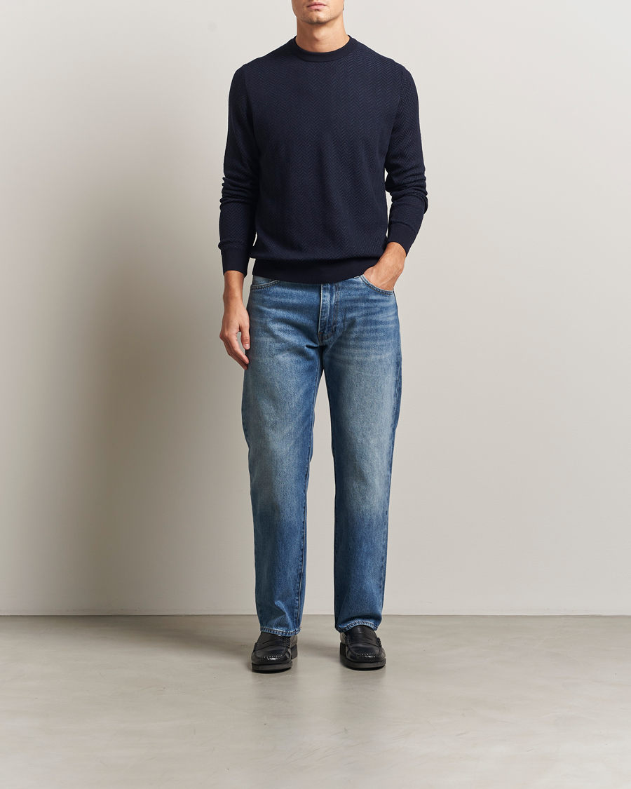 Mies | Puserot | BOSS BLACK | Habito Wool Knitted Sweater Dark Blue