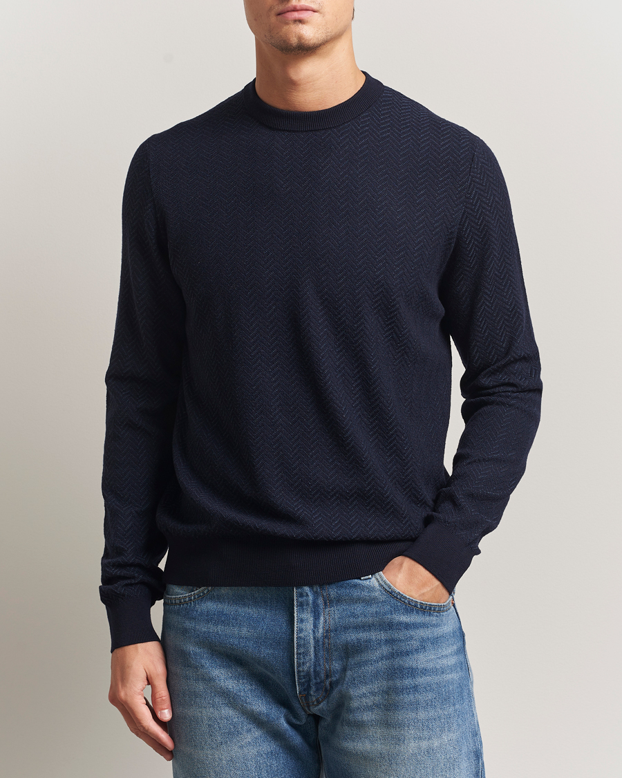 Mies | Puserot | BOSS BLACK | Habito Wool Knitted Sweater Dark Blue