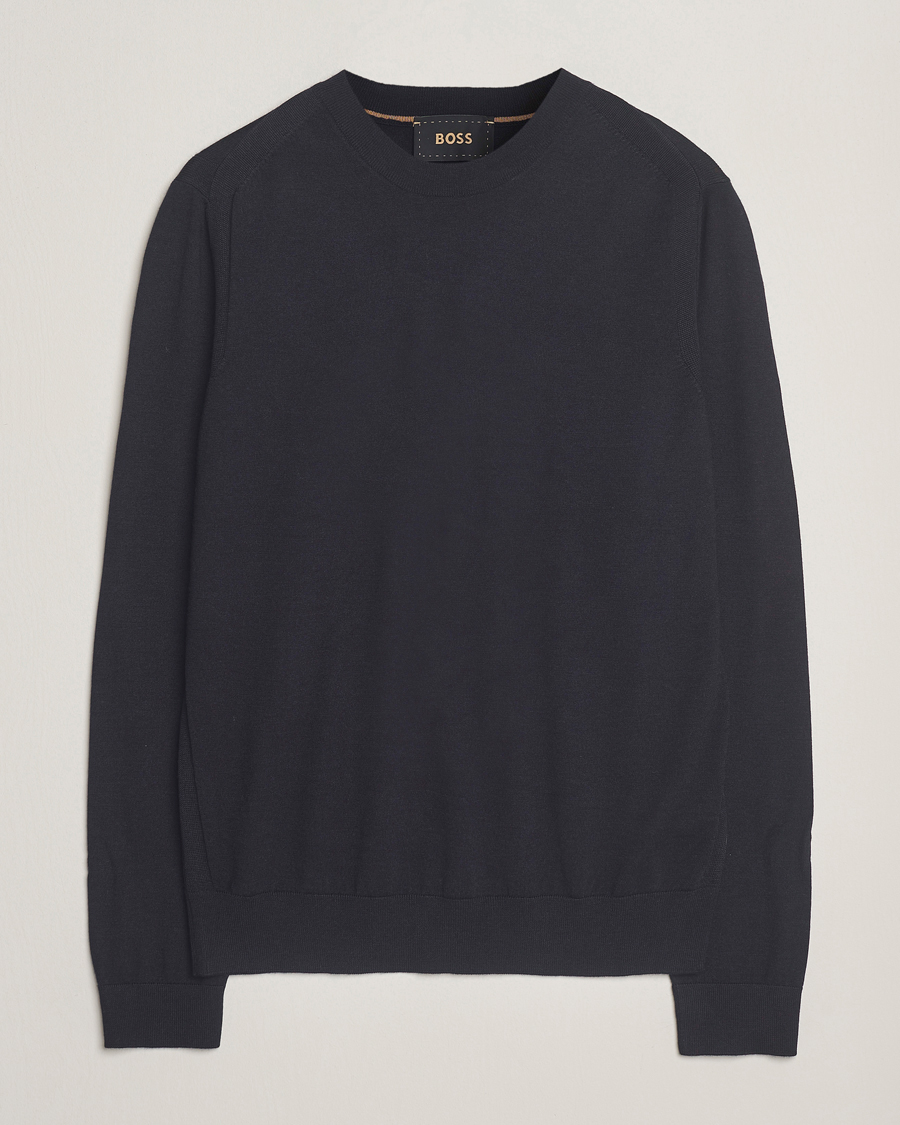 Mies | Puserot | BOSS CAMEL | Overo Wool/Cashmere Knitted Sweater Dark Blue