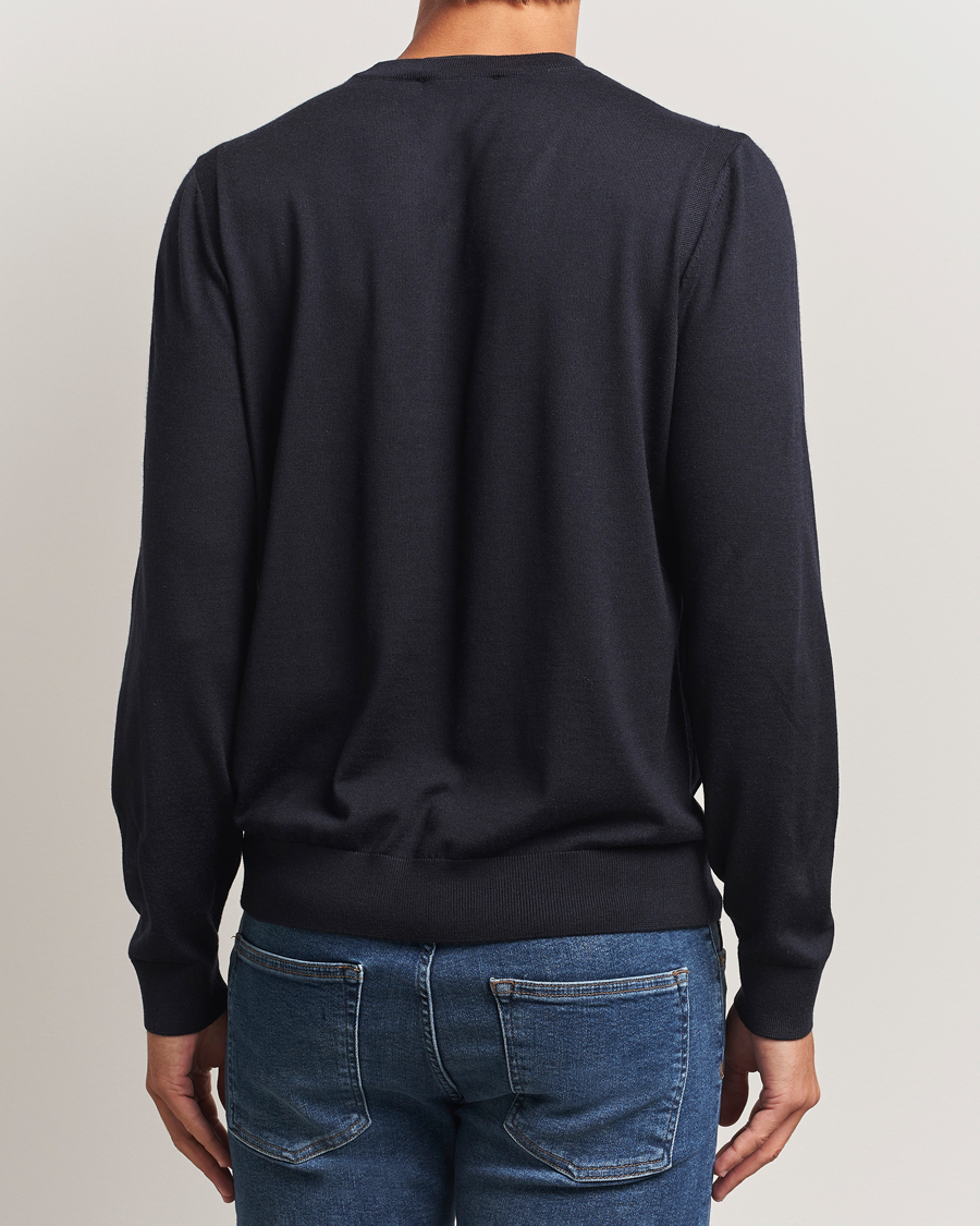 Mies | Puserot | BOSS CAMEL | Overo Wool/Cashmere Knitted Sweater Dark Blue