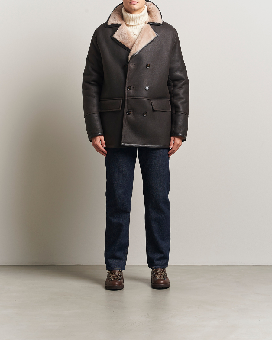 Mies | Takit | BOSS CAMEL | Mabano Leather Peacoat Brown