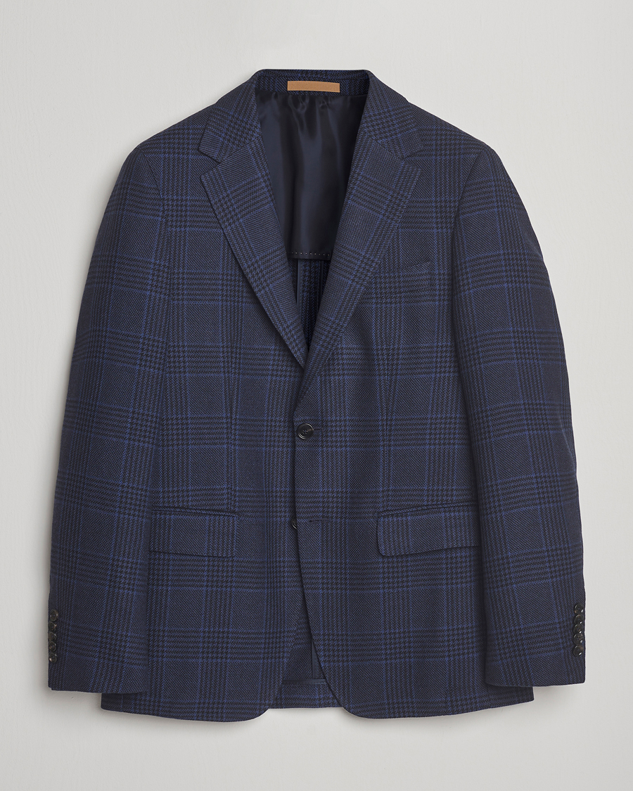Mies | Pikkutakit | BOSS CAMEL | Jeff Wool Checked Blazer Dark Blue