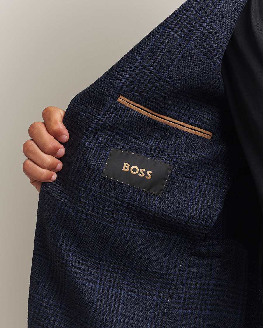 Mies | Pikkutakit | BOSS CAMEL | Jeff Wool Checked Blazer Dark Blue