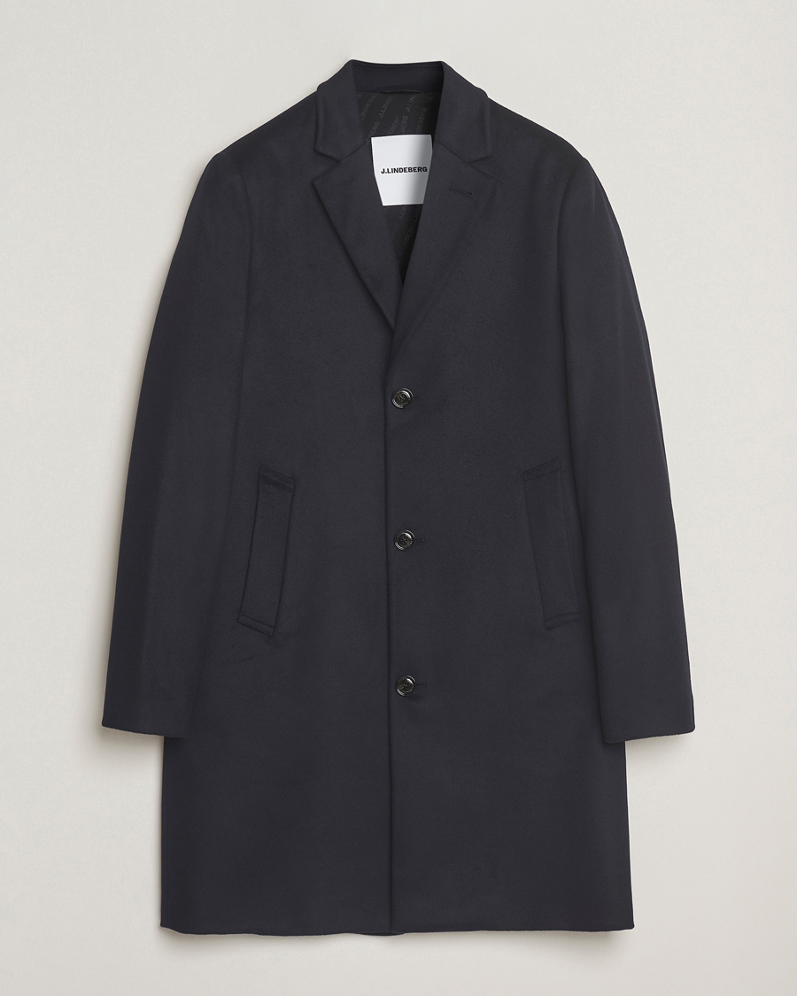 Mies | Takit | J.Lindeberg | August Wool/Cashmere Melton Coat Navy