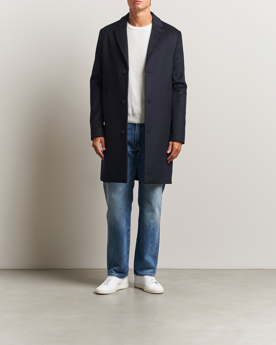 Mies | Takit | J.Lindeberg | August Wool/Cashmere Melton Coat Navy
