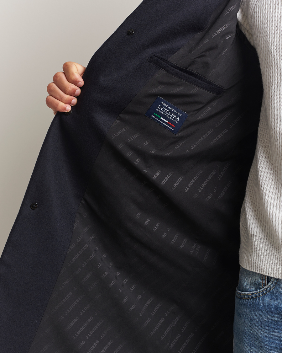 Mies | Takit | J.Lindeberg | August Wool/Cashmere Melton Coat Navy