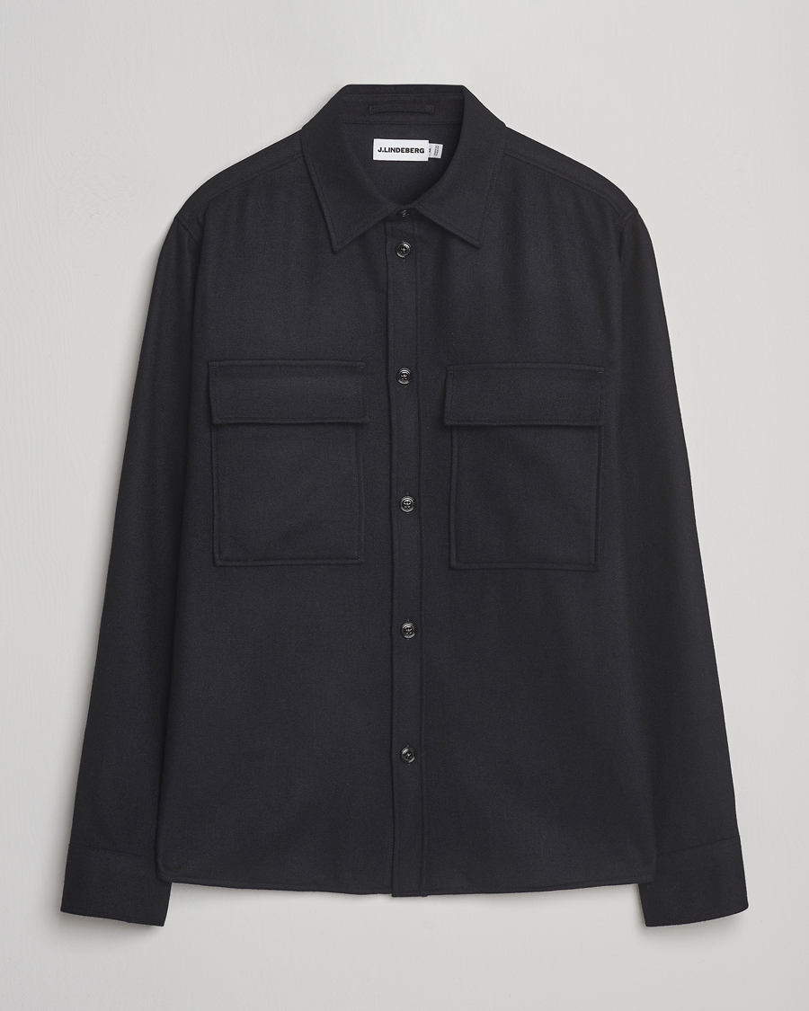 Mies | Kauluspaidat | J.Lindeberg | Flat Wool Overshirt Black