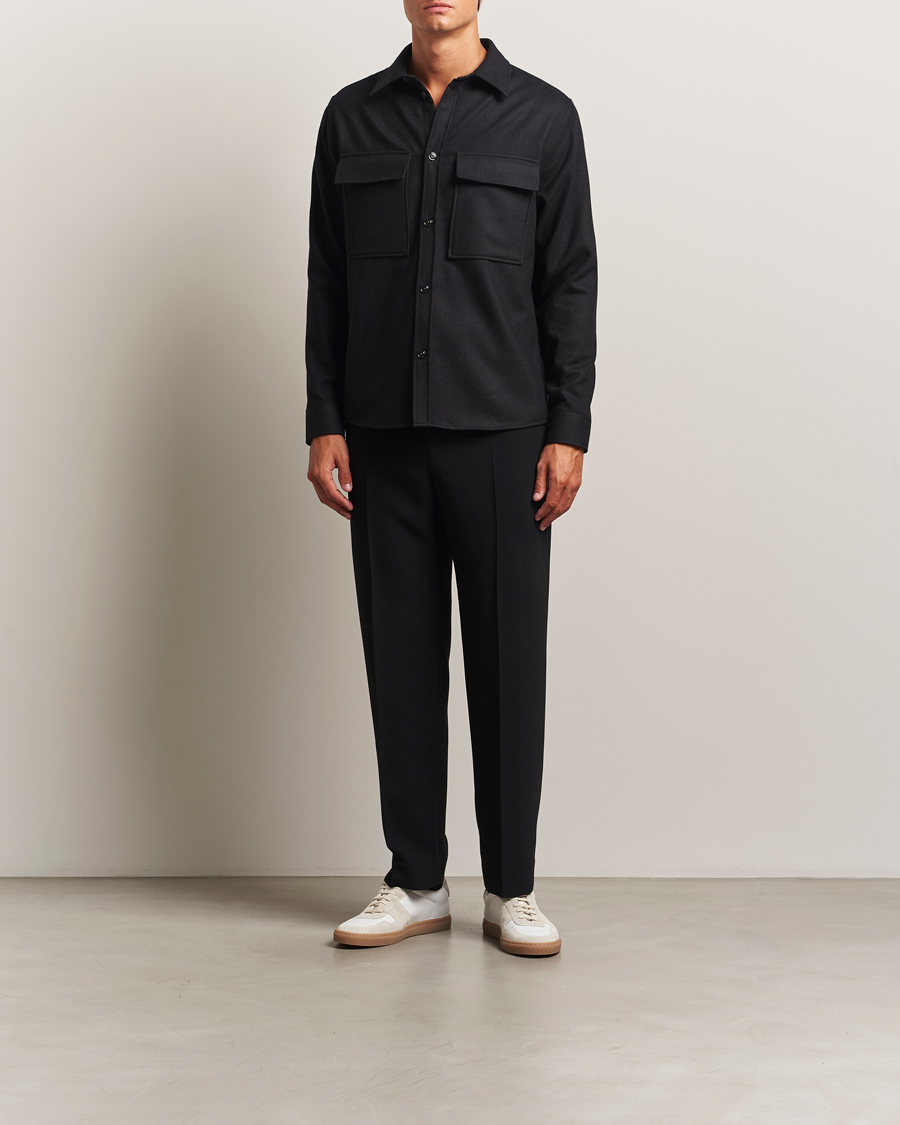 Mies | Kauluspaidat | J.Lindeberg | Flat Wool Overshirt Black