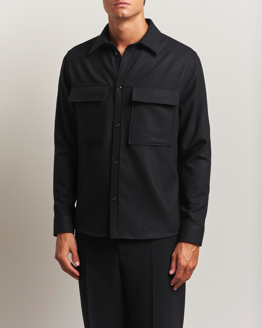 Mies | Kauluspaidat | J.Lindeberg | Flat Wool Overshirt Black