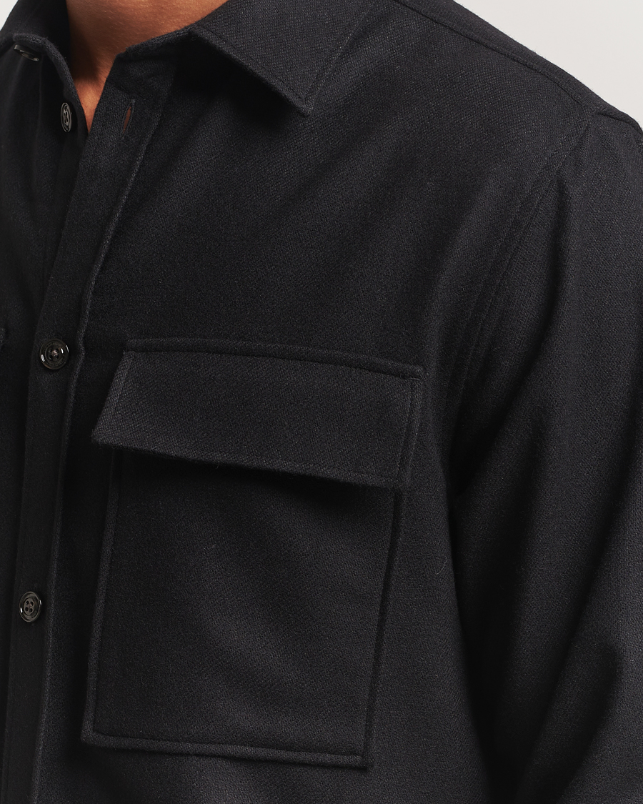 Mies | Kauluspaidat | J.Lindeberg | Flat Wool Overshirt Black
