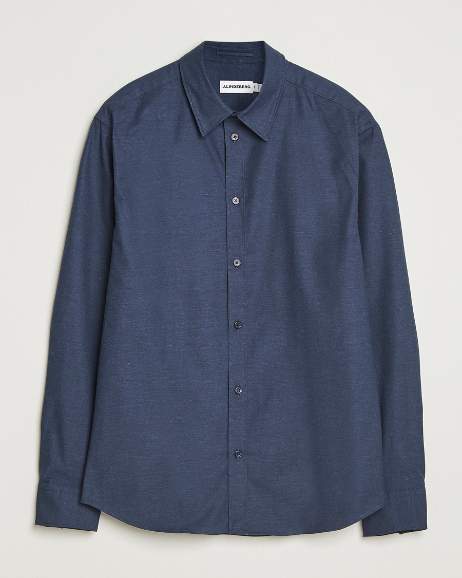 Mies | Kauluspaidat | J.Lindeberg | Slim Fit Light Flannel Shirt Navy