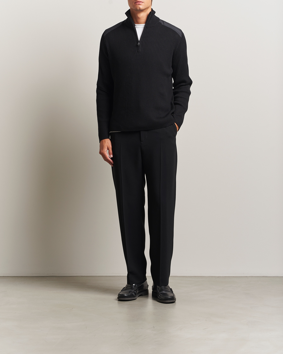 Mies | Puserot | J.Lindeberg | Martin Knitted Hybrid Half Zip Black