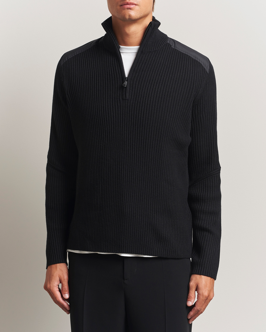 Mies | Puserot | J.Lindeberg | Martin Knitted Hybrid Half Zip Black