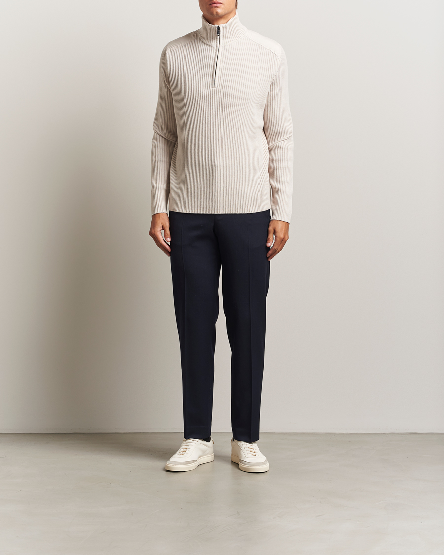 Mies | Puserot | J.Lindeberg | Martin Knitted Hybrid Half Zip Moonbeam