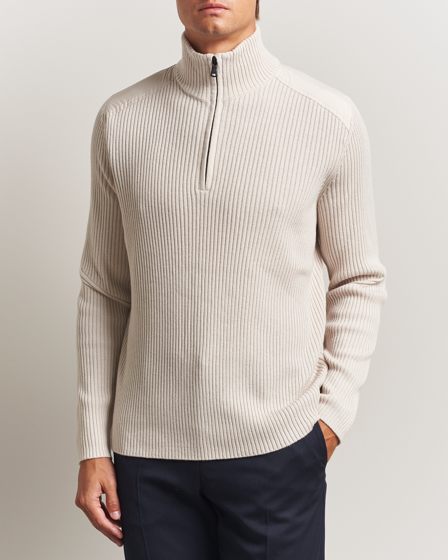 Mies | Puserot | J.Lindeberg | Martin Knitted Hybrid Half Zip Moonbeam