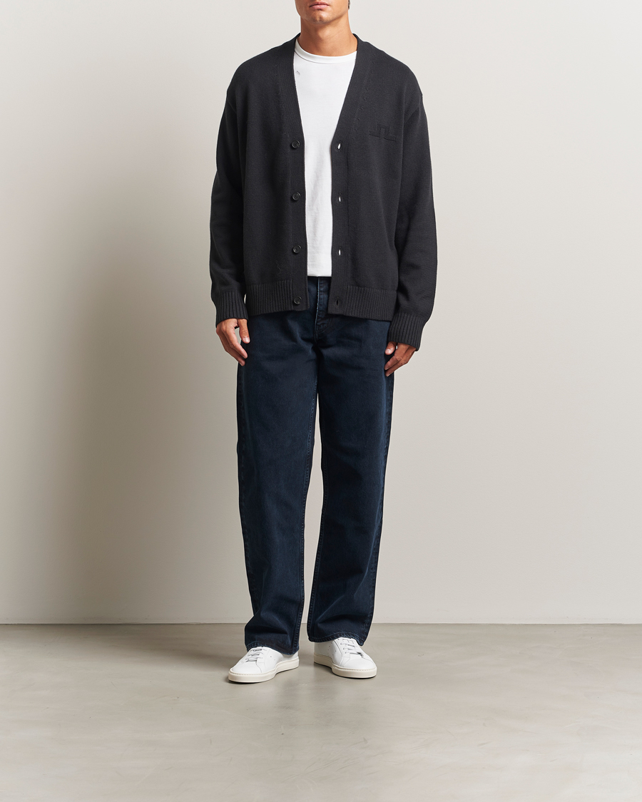 Mies | Puserot | J.Lindeberg | Eddy Wool/Cotton Knitted Cardigan Black