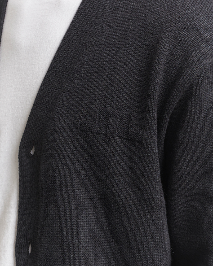 Mies | Puserot | J.Lindeberg | Eddy Wool/Cotton Knitted Cardigan Black